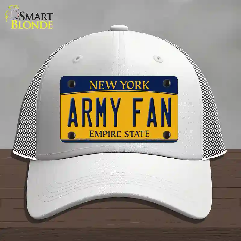 Army Fan Novelty License Plate Hat Mesh / White