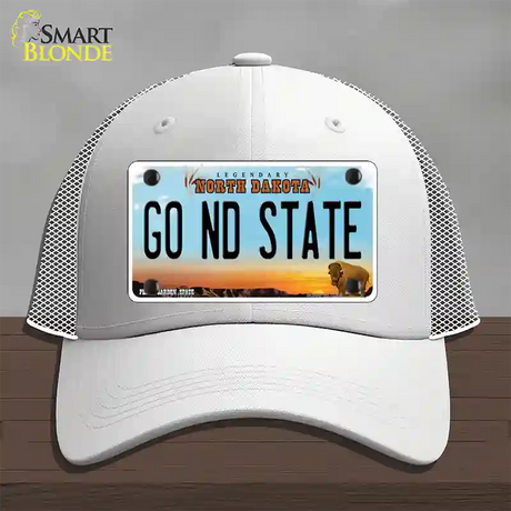 Go North Dakota State Novelty License Plate Hat Mesh / White