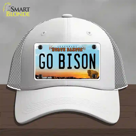 Go Bison Novelty License Plate Hat Mesh / White