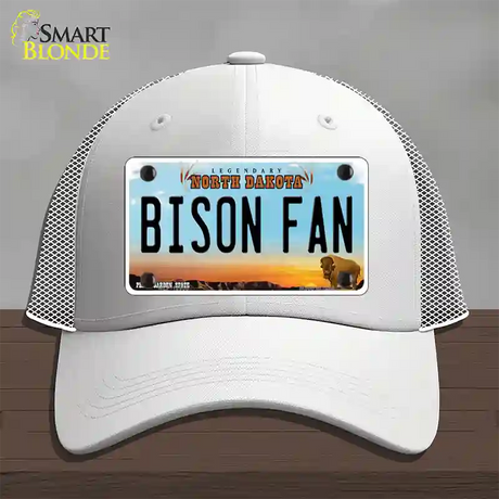 Bison Fan Novelty License Plate Hat Mesh / White