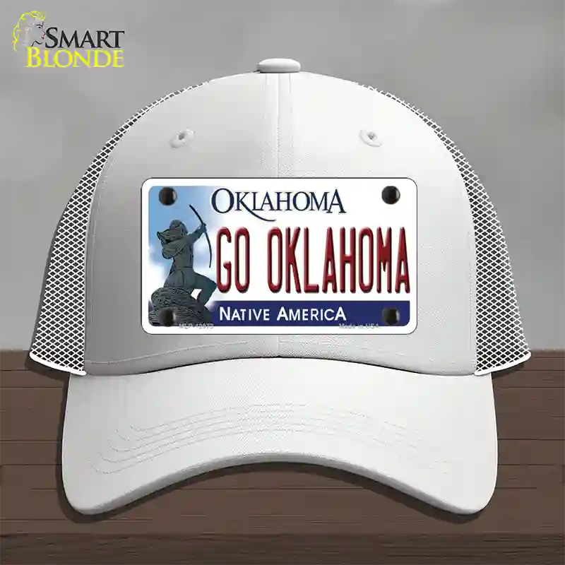 Go Oklahoma Novelty License Plate Hat Mesh / White