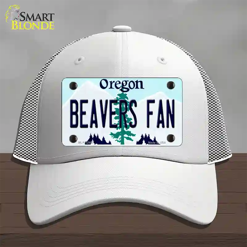 Beavers Fan Novelty License Plate Hat Mesh / White