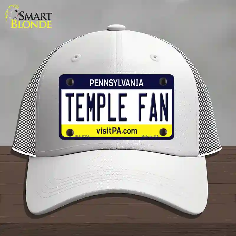 Temple Fan Novelty License Plate Hat Mesh / White