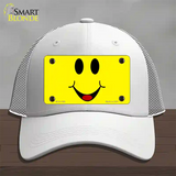 Happy Smiley Novelty License Plate Hat Mesh / White