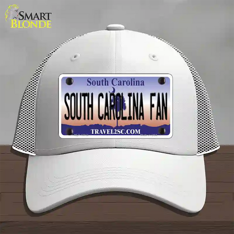 South Carolina Fan Novelty License Plate Hat Mesh / White