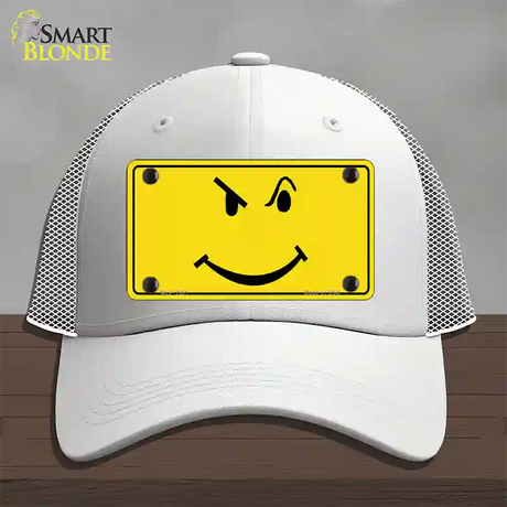 Defiant Smiley Novelty License Plate Hat Mesh / White