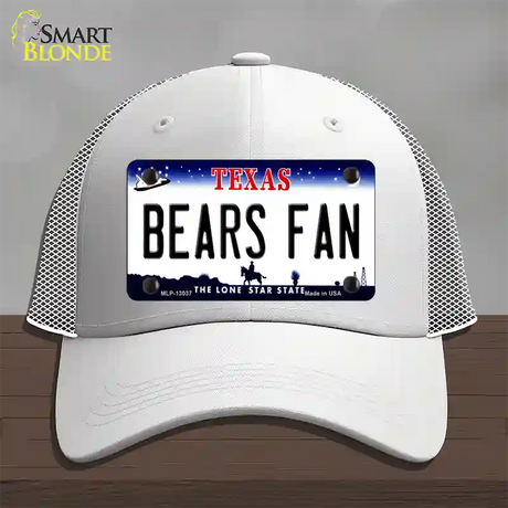 Bears Fan Novelty License Plate Hat Mesh / White