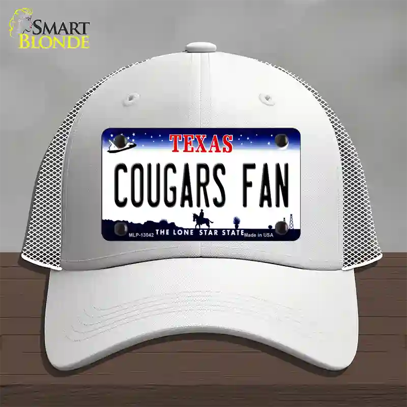 Cougars Fan Novelty License Plate Hat Mesh / White