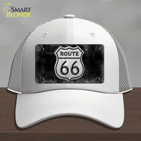 Route 66 Black & White Novelty License Plate Hat Mesh / White