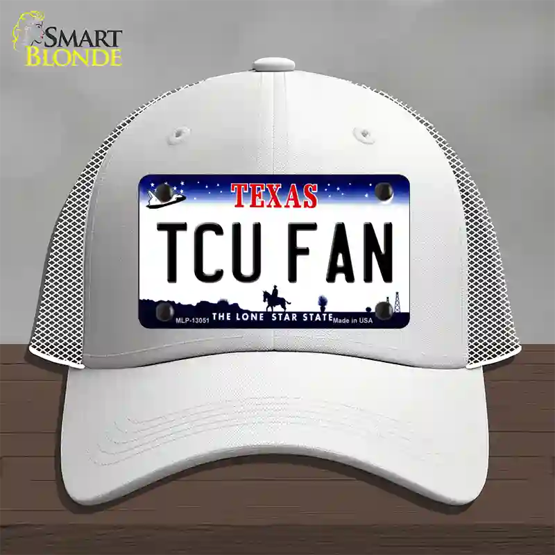 TCU Fan Novelty License Plate Hat Mesh / White