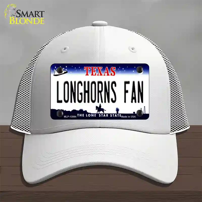 Longhorns Fan Novelty License Plate Hat Mesh / White