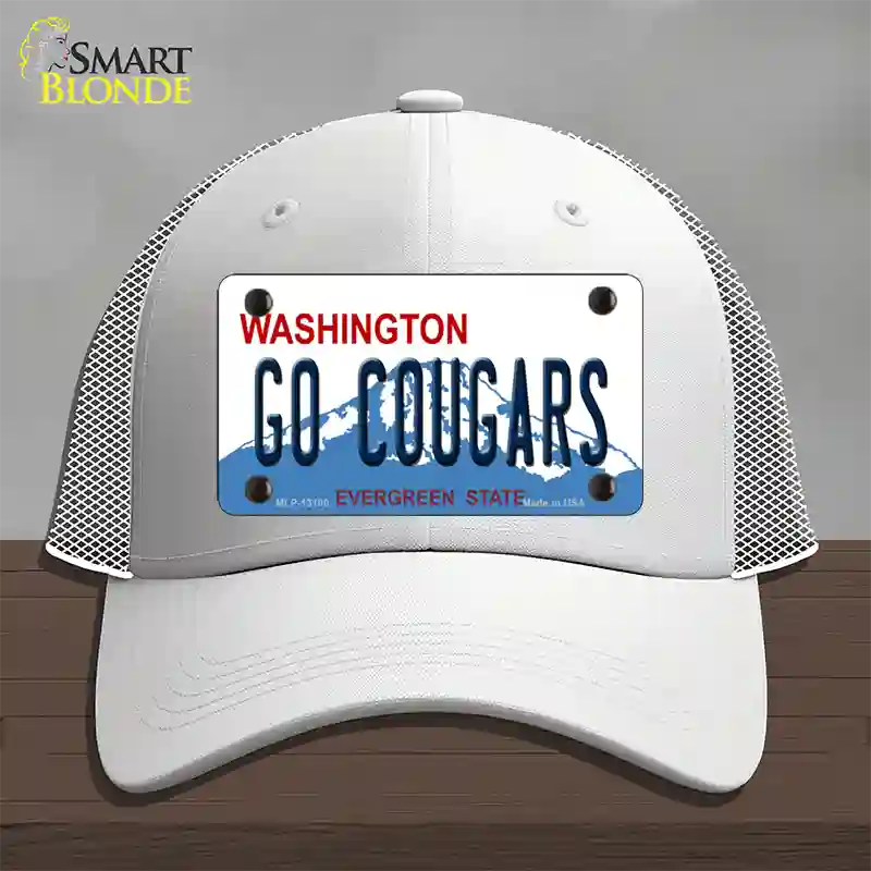 Go Cougars Washington Novelty License Plate Hat Mesh / White