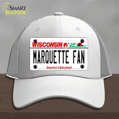 Marquette Fan Novelty License Plate Hat Mesh / White