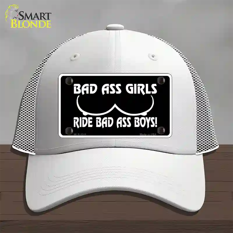 Bad Ass Girls Novelty License Plate Hat Mesh / White