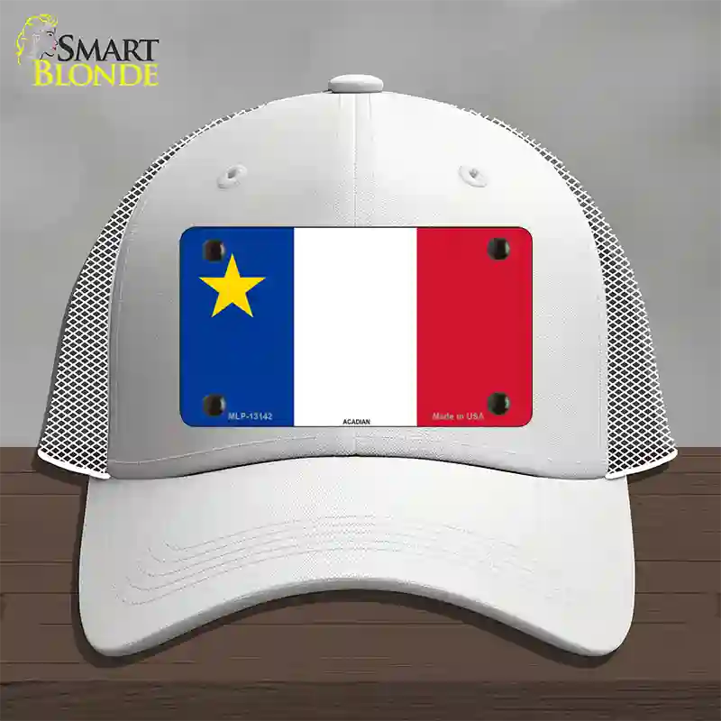 Acadian Canada Flag Novelty License Plate Hat Mesh / White