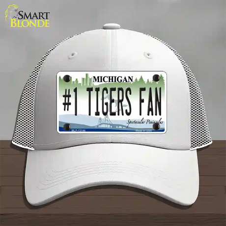 Number 1 Tigers Fan Novelty License Plate Hat Tag Mesh / White