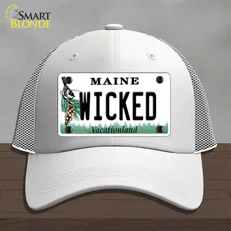 Wicked Maine Novelty License Plate Hat Mesh / White