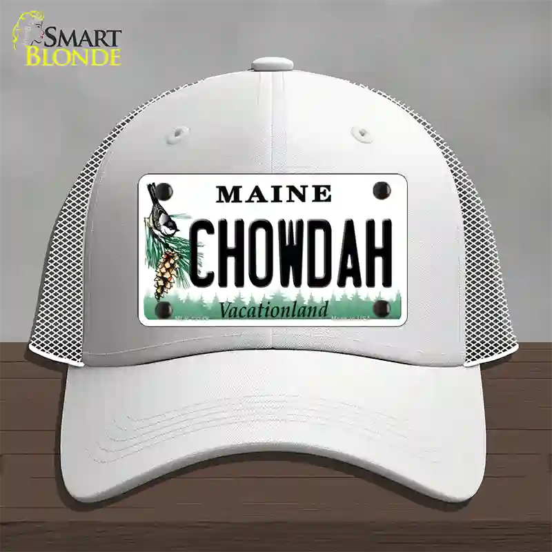 Chowdah Maine Novelty License Plate Hat Mesh / White