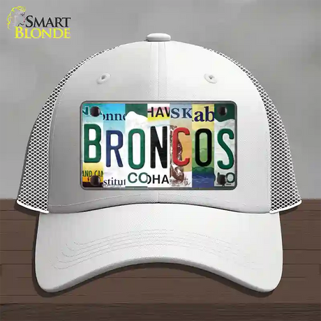 Broncos Strip Art Novelty License Plate Hat Tag Mesh / White