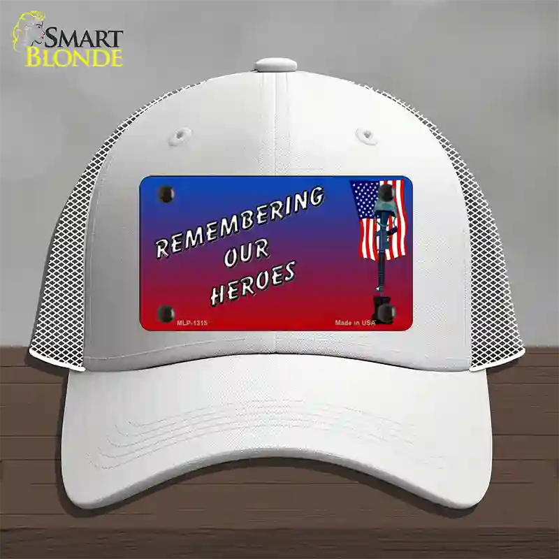 Remembering Our Heroes Novelty License Plate Hat Mesh / White