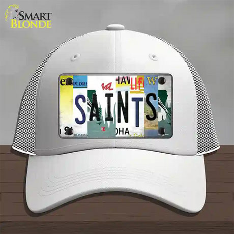 Saints Strip Art Novelty License Plate Hat Tag Mesh / White