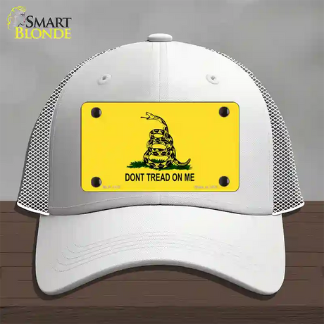 Dont Tread On Me Yellow Novelty License Plate Hat Mesh / White