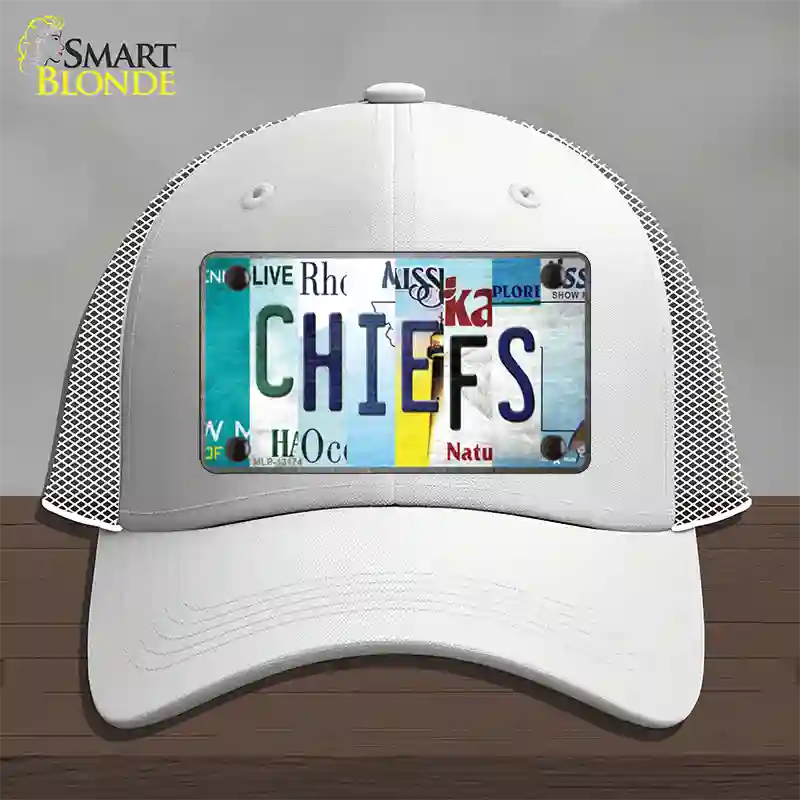 Chiefs Strip Art Novelty License Plate Hat Tag Mesh / White