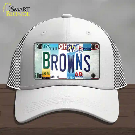 Browns Strip Art Novelty License Plate Hat Tag Mesh / White