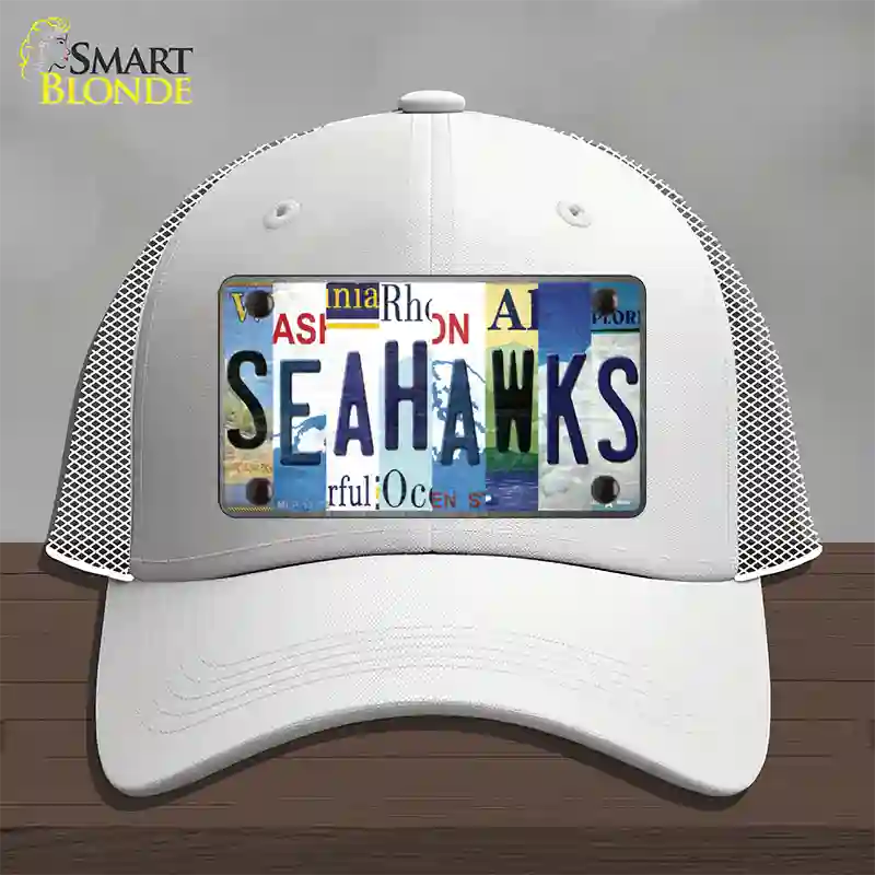 Seahawks Strip Art Novelty License Plate Hat Tag Mesh / White