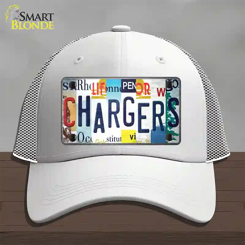 Chargers Strip Art Novelty License Plate Hat Tag Mesh / White