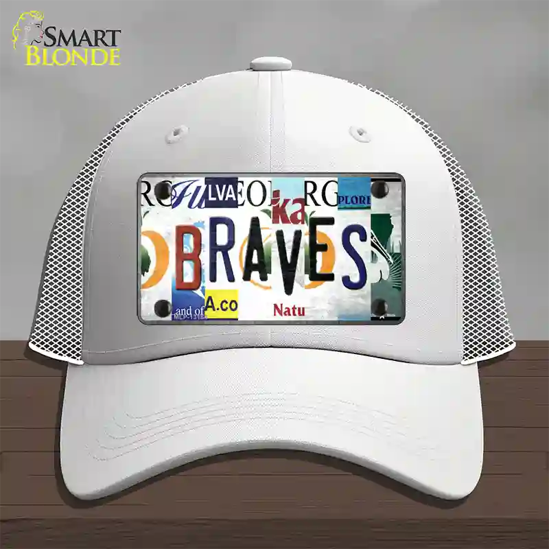 Braves Strip Art Novelty License Plate Hat Tag Mesh / White