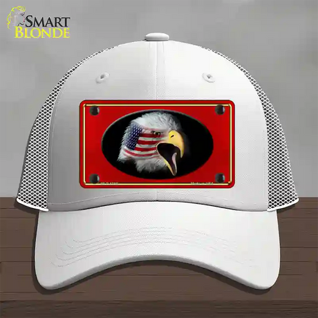 American Flag Eagle Red Novelty License Plate Hat Mesh / White