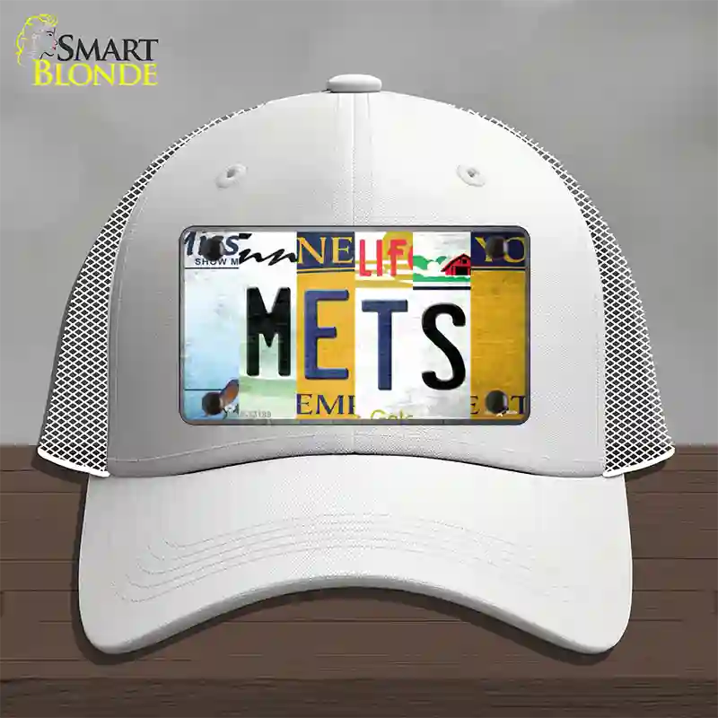 Mets Strip Art Novelty License Plate Hat Tag Mesh / White