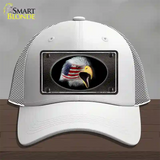 American Flag Eagle Black Novelty License Plate Hat Mesh / White