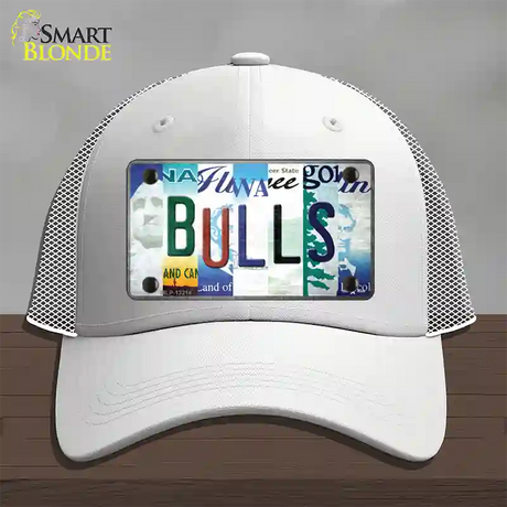 Bulls Strip Art Novelty License Plate Hat Tag Mesh / White