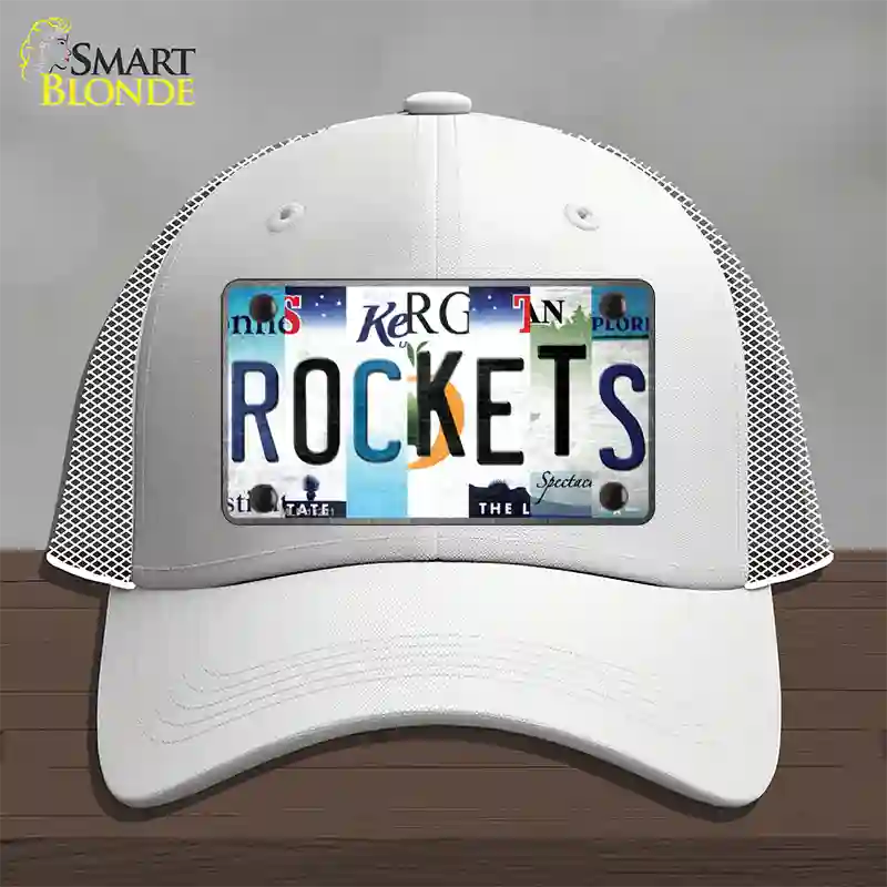 Rockets Strip Art Novelty License Plate Hat Tag Mesh / White