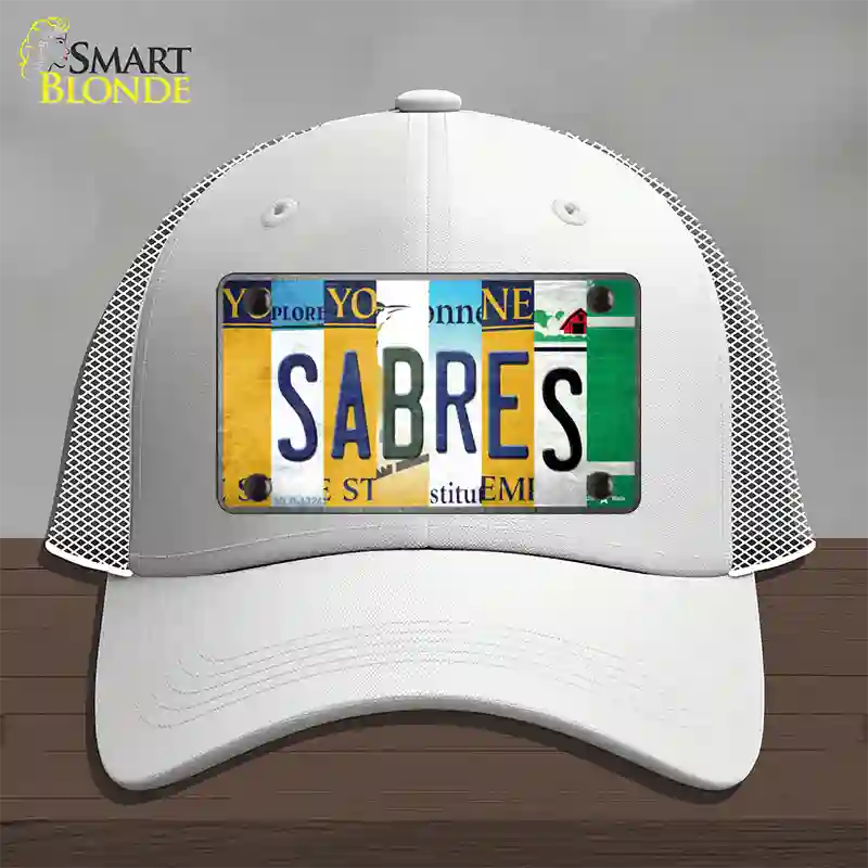 Sabres Strip Art Novelty License Plate Hat Tag Mesh / White