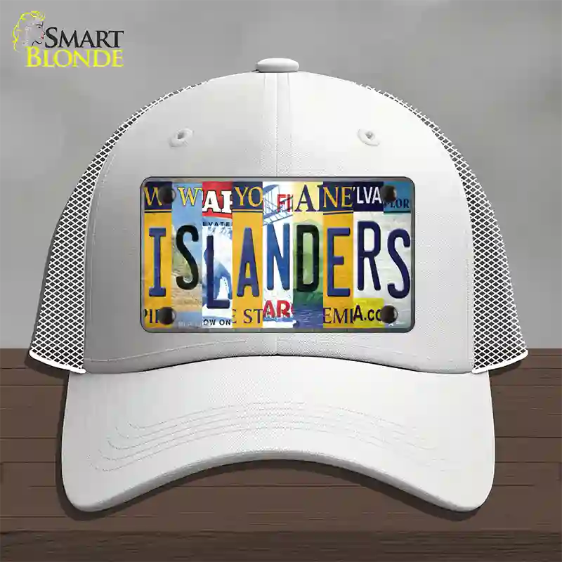 Islanders Strip Art Novelty License Plate Hat Tag Mesh / White