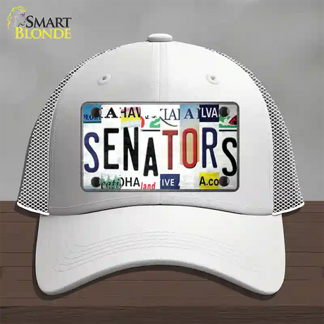 Senators Strip Art Novelty License Plate Hat Tag Mesh / White