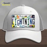 Lightning Strip Art Novelty License Plate Hat Tag Mesh / White