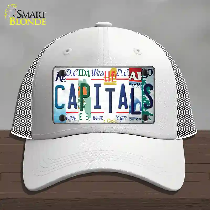 Capitals Strip Art Novelty License Plate Hat Tag Mesh / White