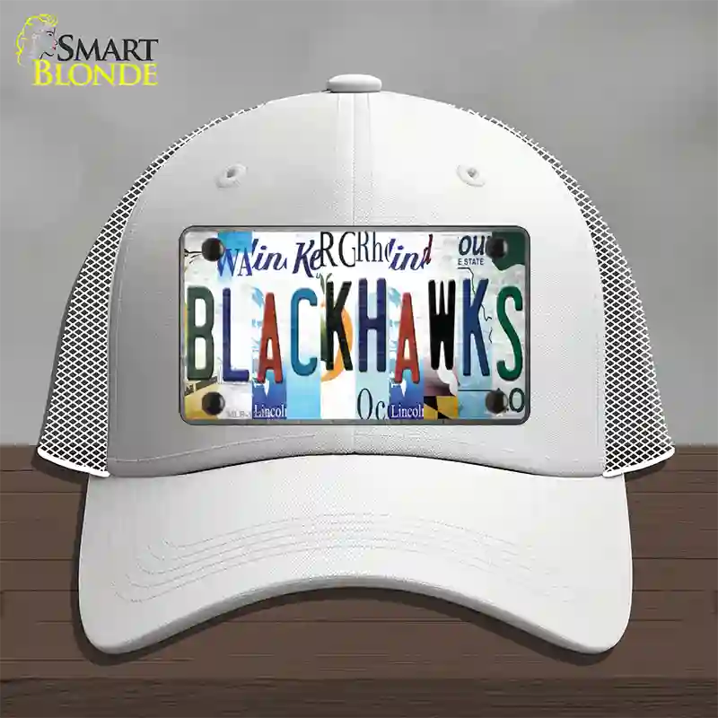 Blackhawks Strip Art Novelty License Plate Hat Tag Mesh / White