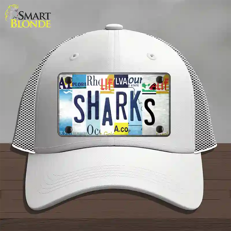 Sharks Strip Art Novelty License Plate Hat Tag Mesh / White