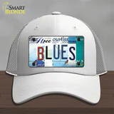 Blues Strip Art Novelty License Plate Hat Tag Mesh / White