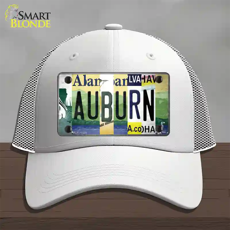 Auburn Strip Art Novelty License Plate Hat Tag Mesh / White