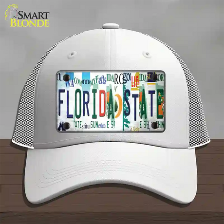 Florida State Strip Art Novelty License Plate Hat Tag Mesh / White