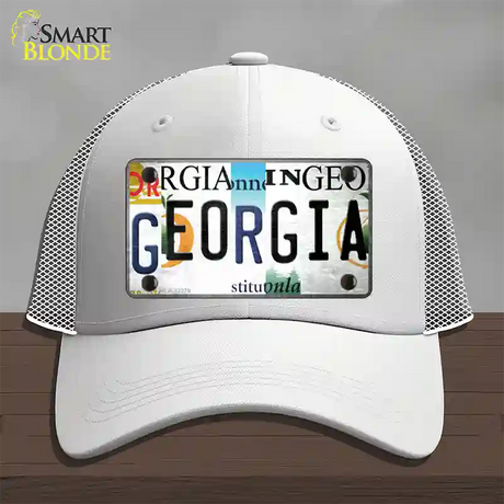 Georgia Strip Art Novelty License Plate Hat Tag Mesh / White