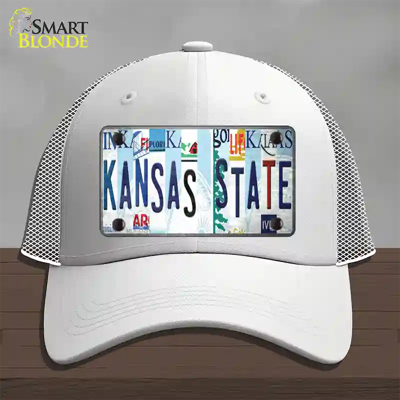 Kansas State Strip Art Novelty License Plate Hat Tag Mesh / White