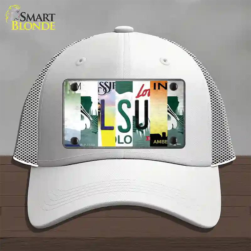 LSU Strip Art Novelty License Plate Hat Tag Mesh / White