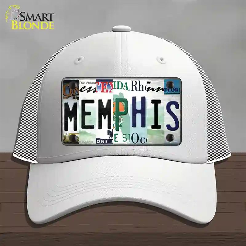 Memphis Strip Art Novelty License Plate Hat Tag Mesh / White